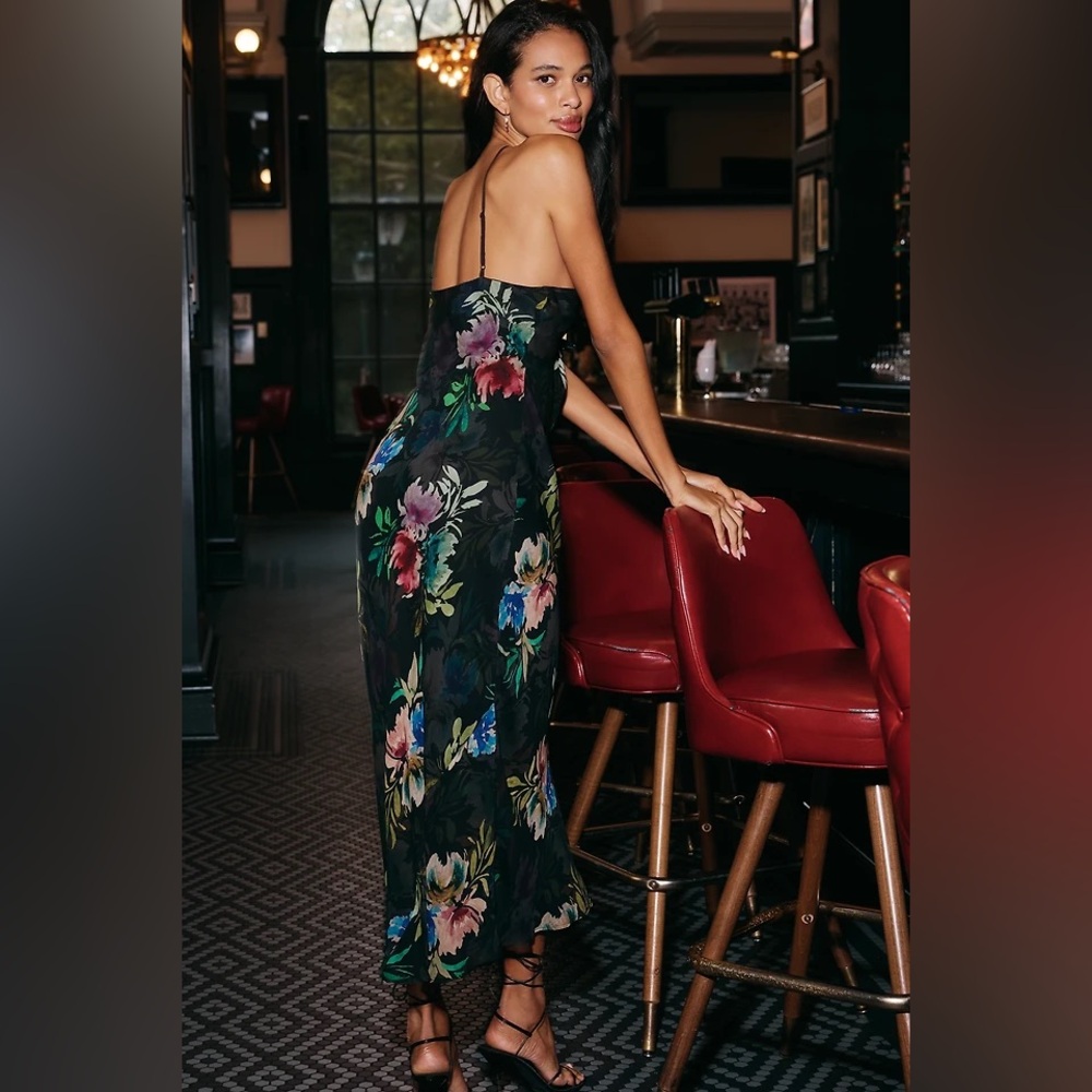 Function & Fringe Edit | Anthropologie Floral Halter Maxi Dress Hardware Detail - Picture 2 of 3